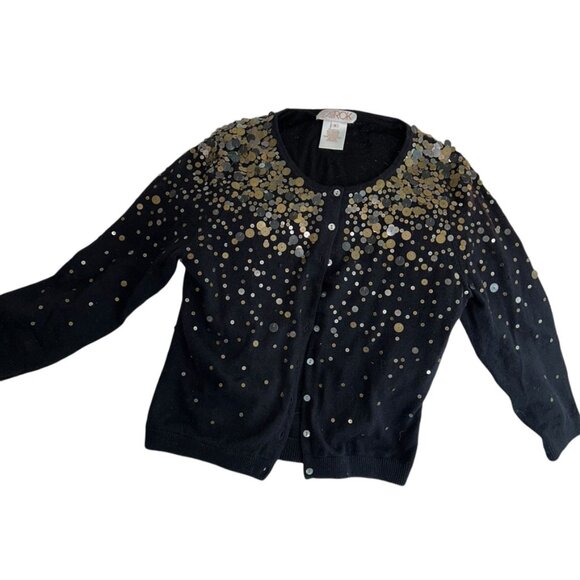 la rok gray cashmere cotton bronze sequins embellished FALL HOLIDAY swea… - Picture 1 of 4